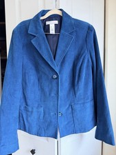 First Issue Liz Claiborne Company Blue Blazer Collared Button Pockets XL