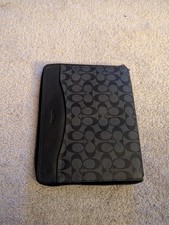 Coach Signature Canvas Leather Tablet Tech Case Charcoal Black