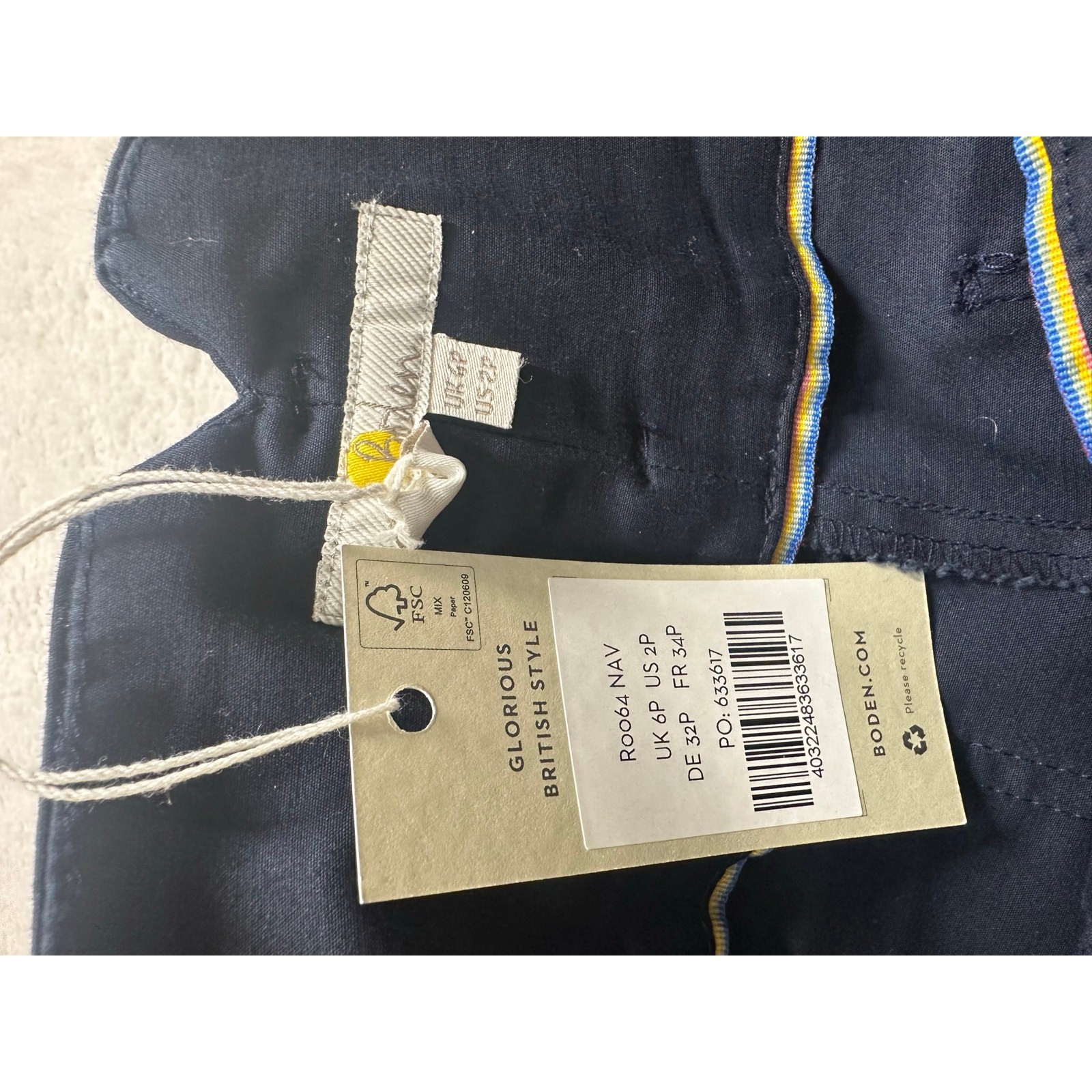 NWT Boden Tailored High Waist Navy Chino Ankle Slim Size 2 Petite image 6