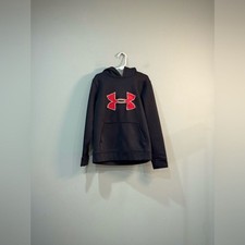Boys Black/Red Under Armour Hoodie Size S EUC