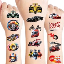 108 PCS Racing Car Pre-Cut Temporary Tattoos  Super Cute Medium, Multiple