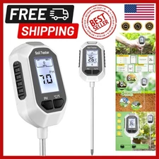 Backlit LCD Soil Tester - 4-in-1 Meter for Moisture, pH, Temperature, & Light