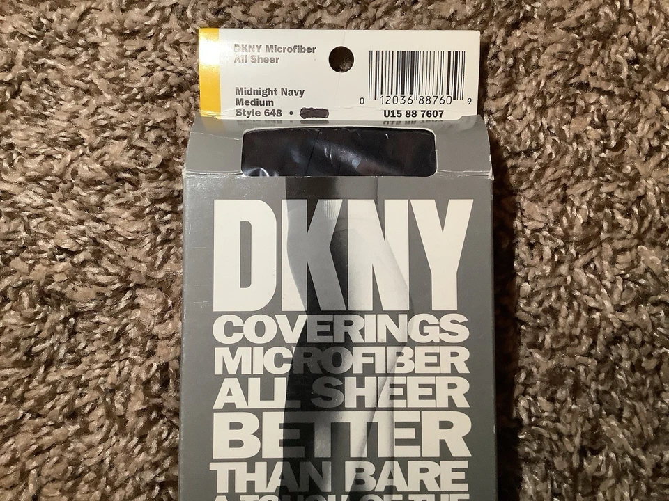 Pantimedias DKNY microfibra totalmente transparentes, color azul marino medianoche, talla: M Foto 3 de 4