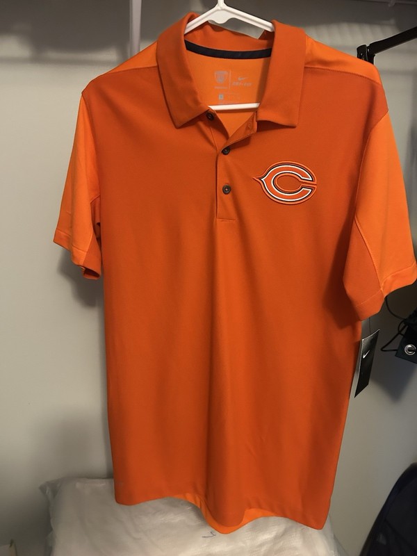Mens Nike On-Field Dri Fit NFL Chicago Bears Golf Polo Shirt Sz S Orange