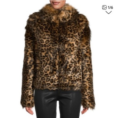 BRAND NEW Unreal Fur Wild Cat Print Faux Fur Jacket in Small