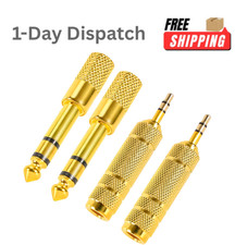 QAJOPFN 4 Pack 3.5mm to 6.35mm Audio Adapter Gold