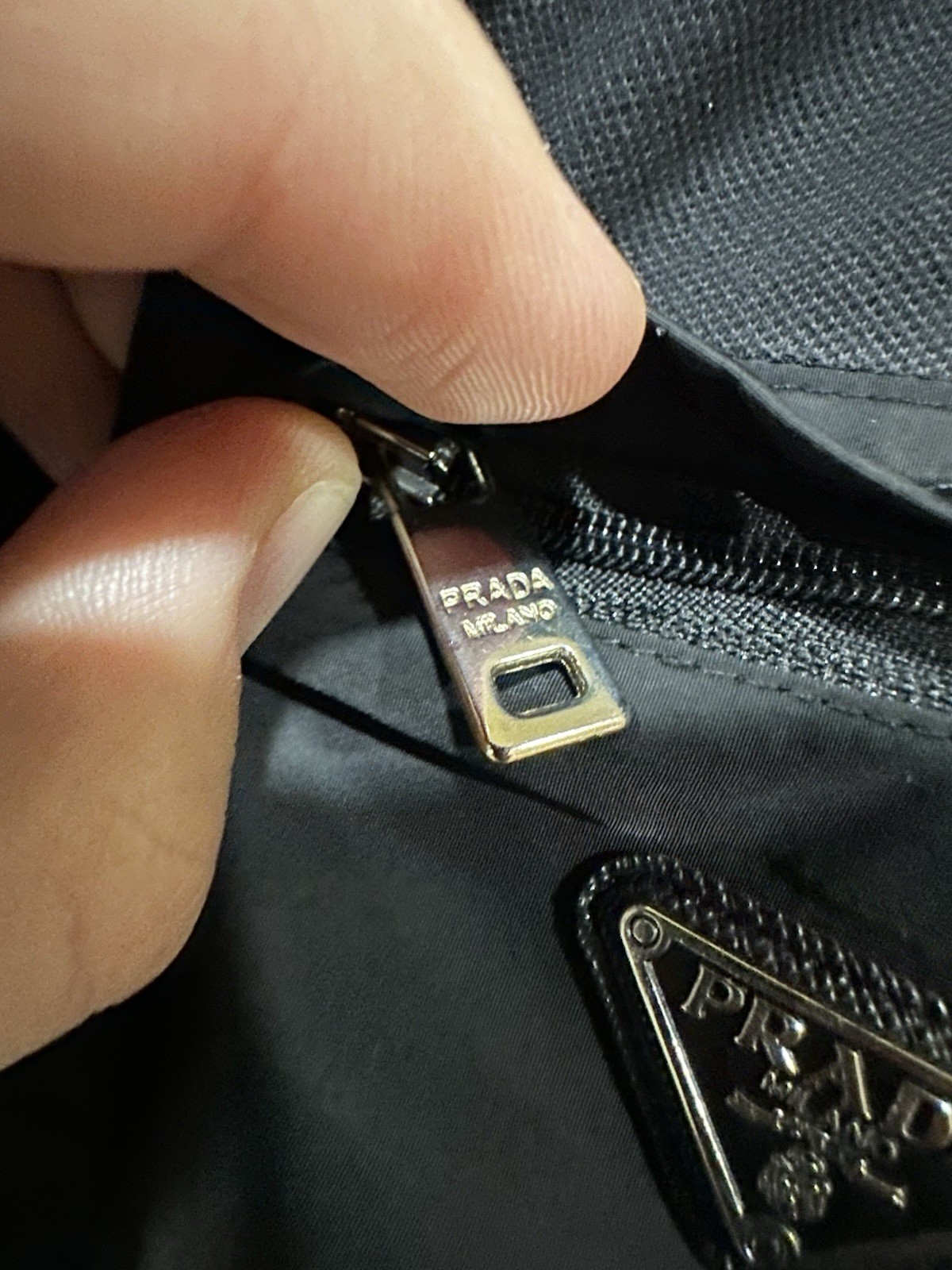 Prada Metal Logo Stretch Cotton Polo Shirt Black Nylon Size S thumbnail 3