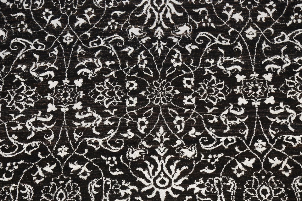 Vegetable Dye Damask Style Modern Rug 4x6 Ft Handmade Abstract Black Area Rug - Image 4 of 4