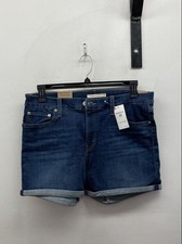 Levi's Women's Mid-Length Denim Shorts Blue Hypersoft Mid Rise NWT Sz 12 W31