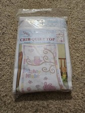 JDNA Crib Quilt Top Nighty Night Stamped Cross Stitch and Embroidery Owl New