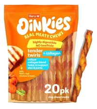 Oinkies Tender Twists with Real Chicken Breast, Rawhide-Free Dog Treats 20 Count