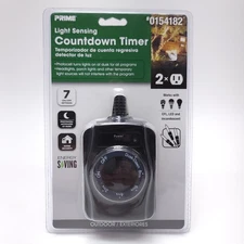 Prime Light Sensing Countdown Timer 7 On/Off Settings Energy Saving #0154182