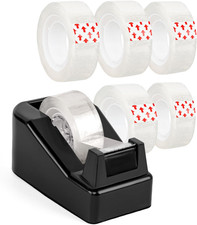 Desktop Tape Dispenser Black with Weighted Nonskid Base - Includes 6 Rolls of Tr