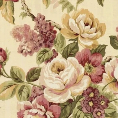Vintage Mill Creek Floral AMETHYST Purple Cotton Drapery Pillow Fabric BTY - Image 1 of 4