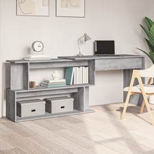 Scrivania Mobile 100x50x76cm Con Armadio - Grigio Cemento Per Ufficio O Casa - Foto 11