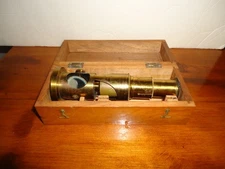 Antique L Black & Co. French Brass Field Microscope Original Wood Box UNTESTED