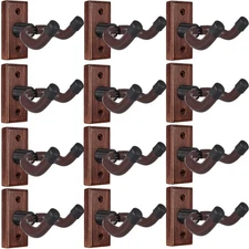 Sound harbor Guitar Wall Mount 12 Pack Bulk Wood Hanger Brown 