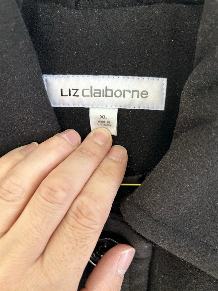 Chaqueta Abrigo Liz Claiborne Mujer Negra Botón Frontal Clásica XL Leer Notas Foto 2 de 4