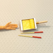 Re-ment Miniature EGG OMLETTE RECTANGLE PAN Figure Dollhouse Barbie Kitchen Tool