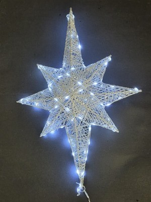 Extra Large 24 Inch Christmas Glitter Bethlehem Star LED Xmas Lights Silver