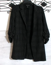 Rachel Zoe Blazer Jacket Women's Size XS Gray Plaid Long Sleeve Open Front