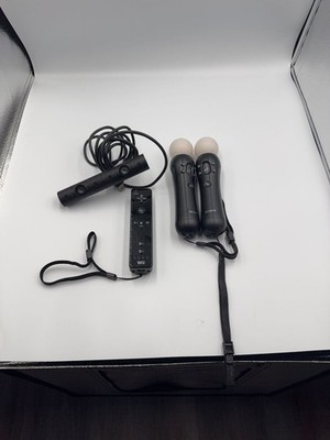 Mixed Gaming Lot: Nintendo Wii Remote, 2 Sony PlayStation Move Controllers, and