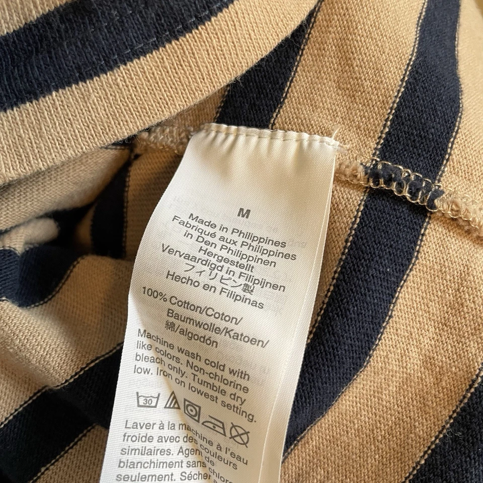 J. Camiseta Crew Para Mujer Mediana Azul Marino Tostado Bretón Rayas Cuello Barco Manga 3/4 Foto 4 de 4