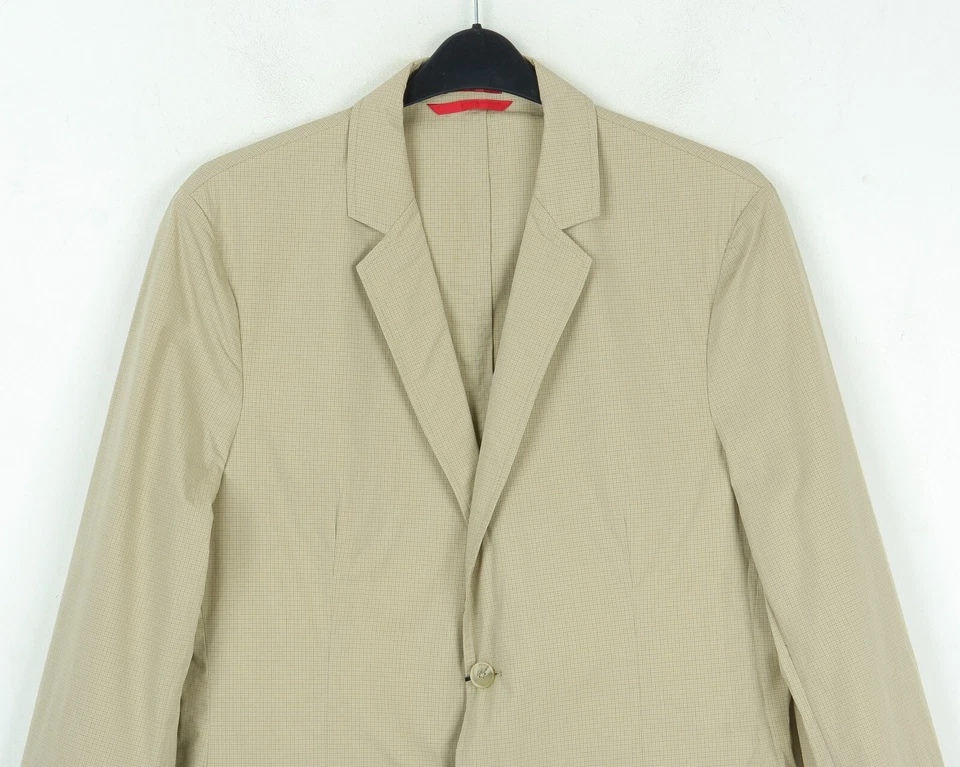 Nouveau BNWT ALFANI NEW YORK Veste M Beige En Coton À Carreaux Décontractée - Photo 2/4