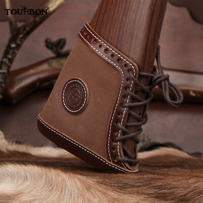 TOURBON Canvas Leather Recoil Pad Rifle Shotgun Buttstock Sheath Slip on Cover