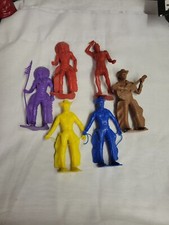 Vintage Cowboys And Indians Plastic Toys Lot Of 6 Large