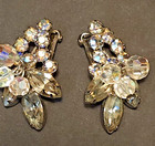 Juliana D & E Earrings Smokey Rhinestone & Dangle Crystal Aurora Borealis Clip — photo 2