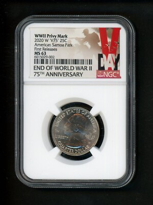 2020 W V75 ATB Quarter 25c .25 NGC MS63 American Samoa Park WWII