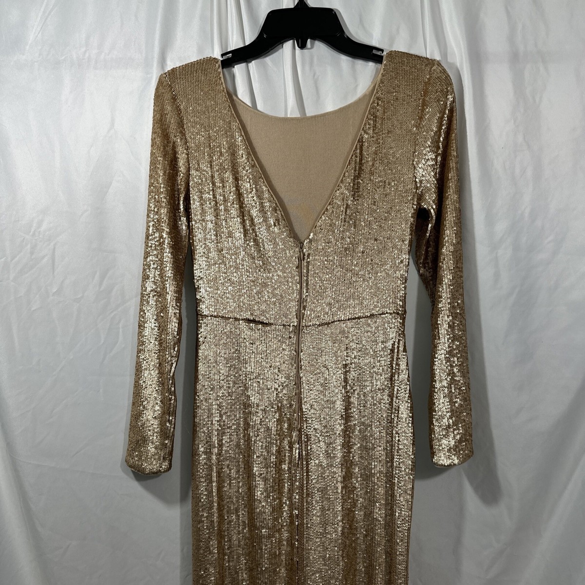 Donna Karan ゴールドアクセントシースワンピース NEW $650 Donna Karan New York [ 4 ] Long Sleeve Stacked