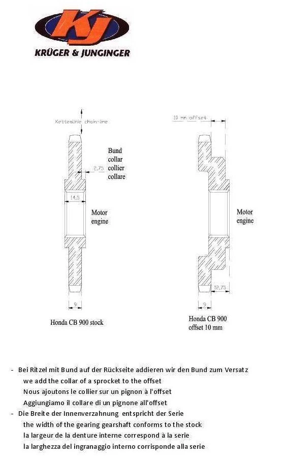 Suzuki SFV 650, Versatzritzel offset sprocket  15 tooth 520 pitch 10mm offset - Bild 2 von 2