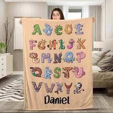 Animal Alphabet Baby Plush Fleece Blanket, Sofa blanket, Baby blanket