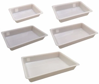 Food Grade Nesting Storage Trays White Shallow-5 Sizes Commercial Display Boxes
