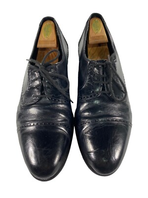 San Remo Mens Size 11 M Shoes Black Leather Cap Toe Derby  display picture 3