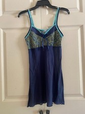 Play Boy Blue/ Floral Slip Dress Sleep Night Gown Pajama Size Small