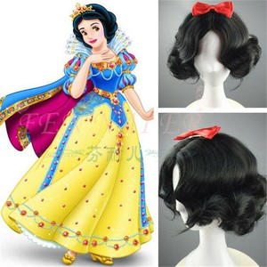 Snow White Black Short Curly Cosplay Wig Women Hair Wigs Hair
