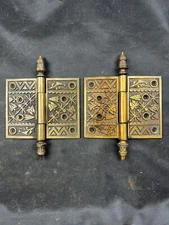 Stunning Pair Of Norwalk Birds Butterflies 4x5 Bronze Hinges