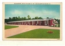 c1940 PC: Dillon Motel - U.S. 301 & U.S. 501 - 4 Miles South of Dillon, SC