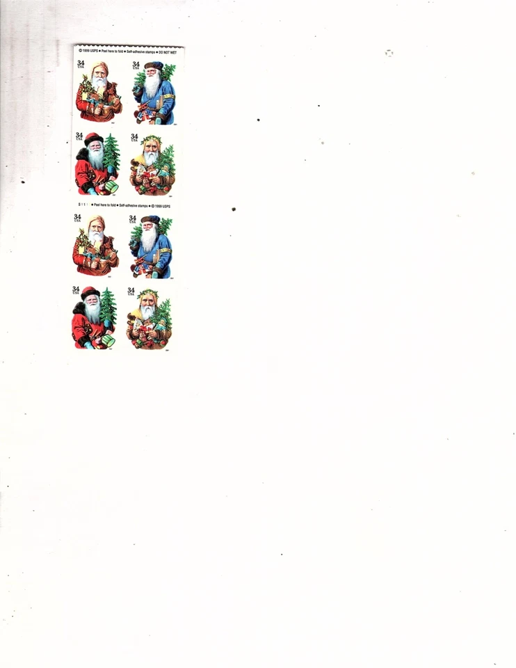 US stamp 3537  HOLIDAY GREETINGS VINTAGE SANTA  20 34c 2001  (orange - Image 2 of 2