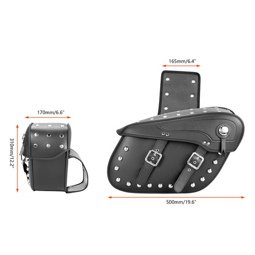 Motorcycle PU Leather Saddlebags Saddle Panniers Rear Side Bags Waterproof - Picture 3 of 11