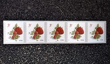 USA #5201 3c Fresas 2017 - Número de placa Bobina Tira de 5 - PNC Como nuevo