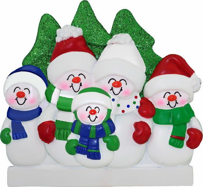 Snowmen Family 5 People Personalized Christmas Ornament | eBay