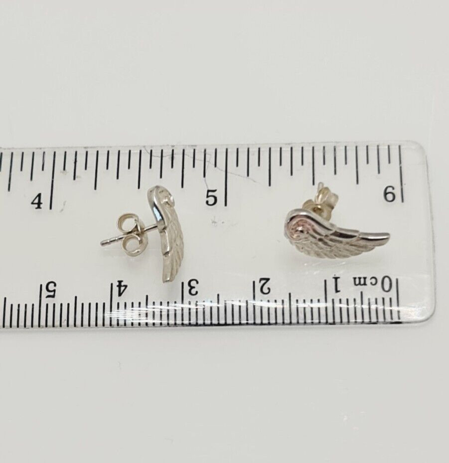 Gorgeous Solid Wing Shape Stud Earrings 925 Solid… - image 15