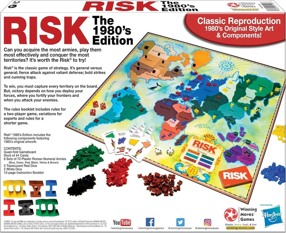 Risk The 1980's Edition Board Game - Family Game Night Kids 8+ & Adults - Image 3 of 4