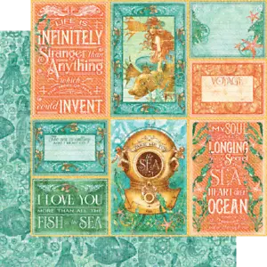 GRAFIEK 45 "VOYAGE BENEATH THE SEA" 8X8 PAPIERPAKKET OCEAN STEAMPUNK SCRAPJACK'S - Afbeelding 8 van 9