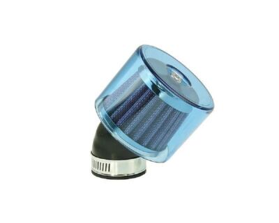 Luftfilter Air-System 45 Grad 35-38mm blau Roller Mofa Moped ATV Sportluftfilter