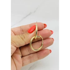 ❤️ 10k Gold Hoop Earrings with diamond cut design 21mm - Aretes oro arracada